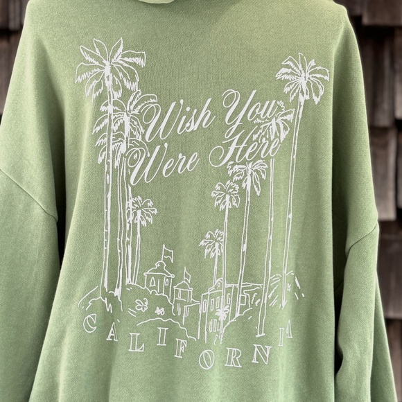 NWT Victoria’s Secret Pink Full zip-up Hoodie Green XL wishing You Were Here - Picture 3 of 8